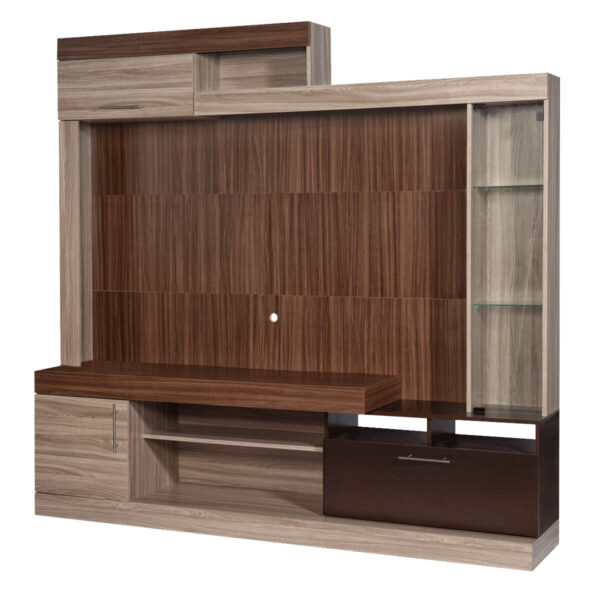 CENTRO DE ENTRETENIMIENTO MELAPAK GIRONA OLIVO CON WENGUE TV 60" 200 cm X 190 cm X 39 cm - Imagen 3