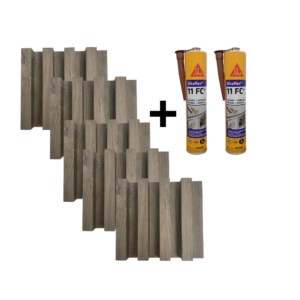COMBO 5 UNIDADES DE WALL PANEL ROBLE GRIS + 2 UNIDADES DE SIKAFLEX 11FC+
