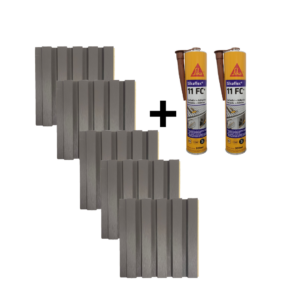 COMBO 5 UNIDADES DE WALL PANEL BRUSHED GRAY + 2 UNIDADES DE PEGAMENTO SIKA 11FC
