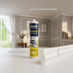 PROMOCIÓN 4 MOLDURAS PARA MURO 41MM X 20MM X 2.9ML - BLANCO + 1 PEGAMENTO BOSTIK FIXPRO X 310ML