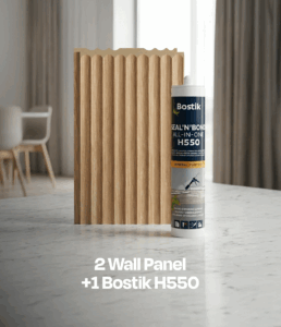 COMBO 2 PANEL DE MURO PISOPAK WPS PINO BOLEADO 20MM 4.7X290CM + 1 PEGAMENTO BOSTIK H550 X 290ML