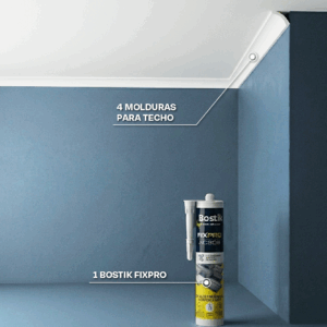 PROMOCIÓN: 4 MOLDURAS PISOPAK PARA TECHO 12MM X 27MM X 2.9ML - BLANCO + 1 PEGAMENTO BOSTIK FIXPRO X 310ML